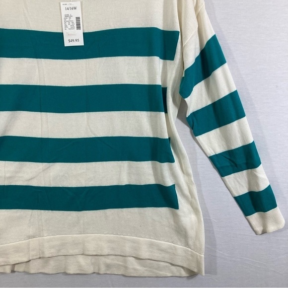 NWT Lane Bryant Green Striped Long Sleeve Pull-On Sweater Size 14/16W - Picture 3 of 8